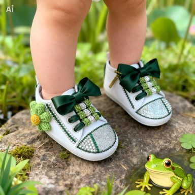 sparkle frog baby sneakers